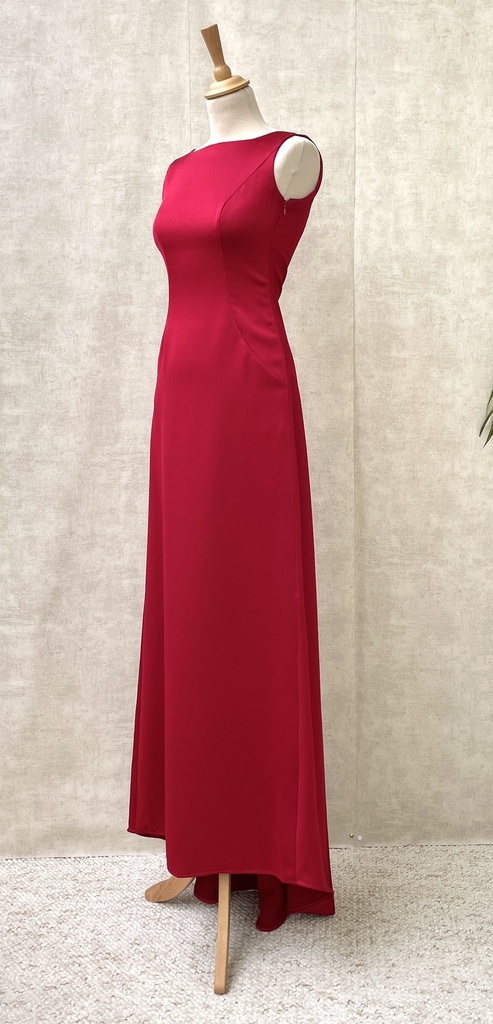 La Croixé - Robe longue rouge satin - C03386