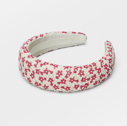 Headband perles roses et blanc - A1129
