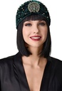 Headband/coiffe années 20 vert velours paon - A1280