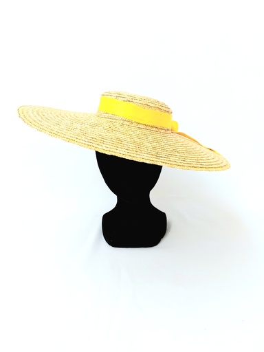 T&O CONCEPT - Chapeau en paille à ruban jaune - A553