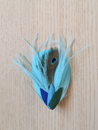 [A751] Un amour de Bibi - Pince plumes turquoise plume paon - A751
