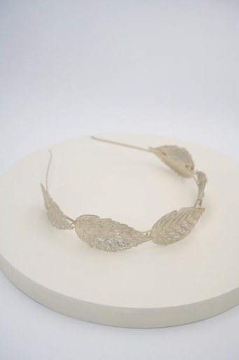 [A809] Headband Argenté Grandes feuilles - A809