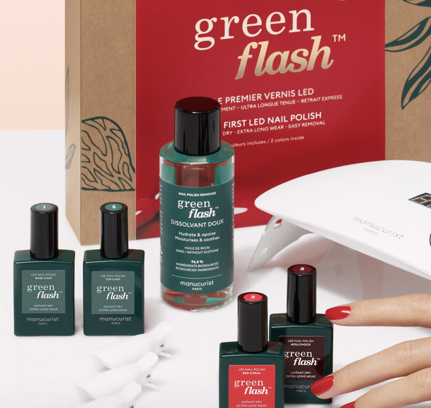 Coffret: Starter kit CHRISTMAS Semi- permanent Green Flash - 2 couleurs - Manucurist