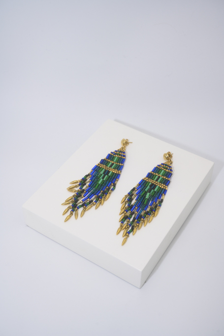 LOC - GAS - Bijoux - Boucles d'oreilles Maya perles bleues - A1016
