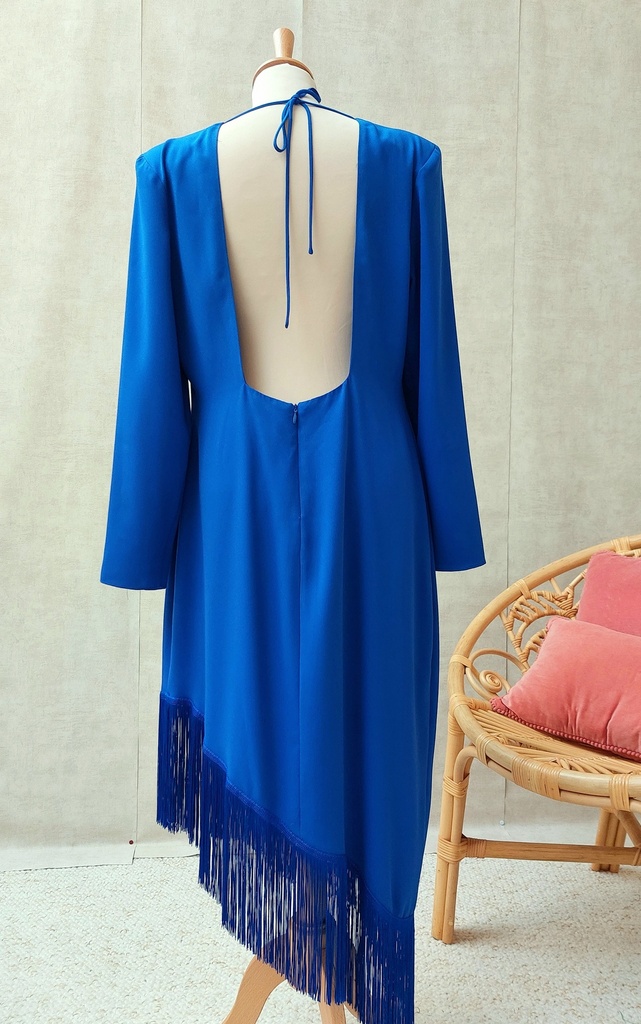 Lady Pipa - Robe bleue dos nue franges - C03370
