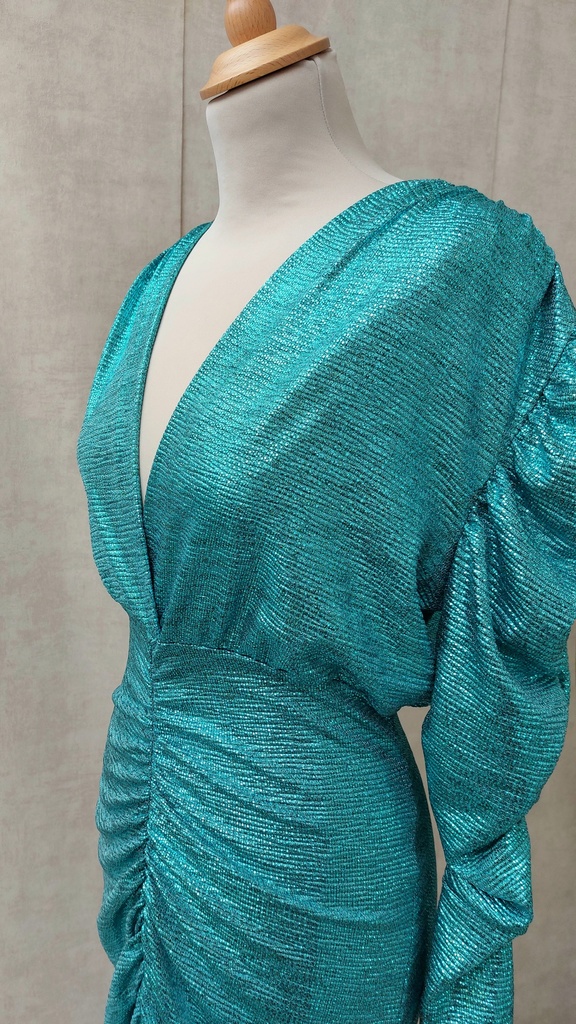 HOLLY & JOEY - Robe mi-longue turquoise  - C03521