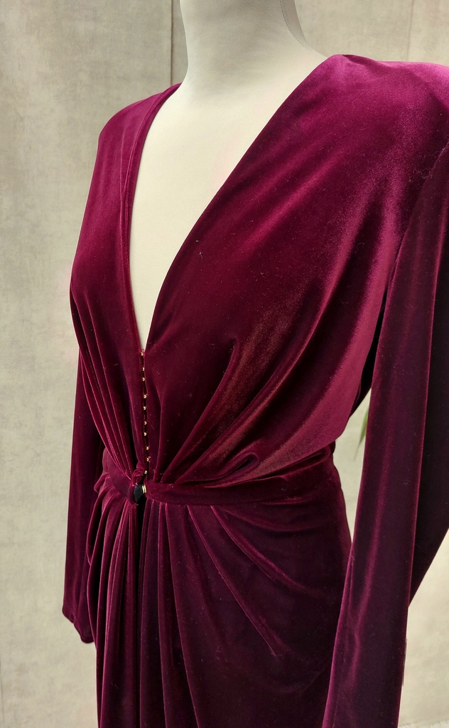 ALEXANDRE VAUTHIER - Robe longue bordeau velour  - C03527