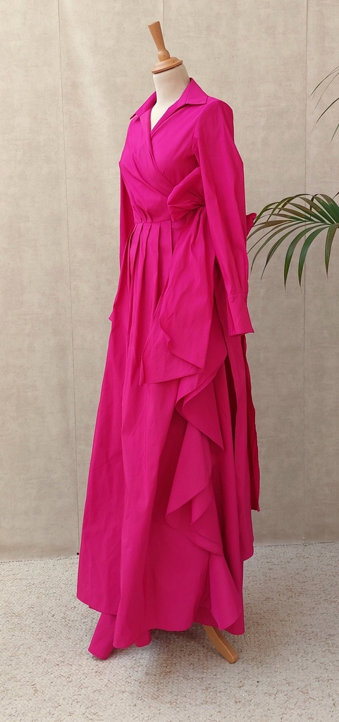 CAROLINA HERRERA - Robe longue rose fuschia  - C03541