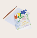 Happy birthday - Carte fleurs bleues jaunes roses - Season Paper