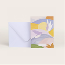 Sans message - Carte soleil oiseau jaune bleu mauve - Season Paper