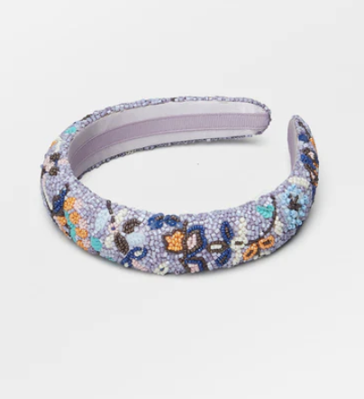 Becksondergaard - Headband perles mauves motif floral - A1143