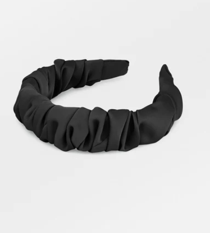 Headband noir satin plissé - A1149