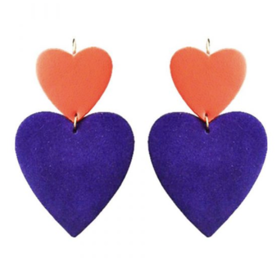 LOC - Bijoux - Boucles d'oreilles Coeur rouge et violet - A1316