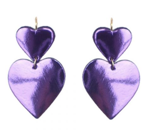 LOC - Bijoux - Boucles d'oreilles Coeur violet brillant M - A1317