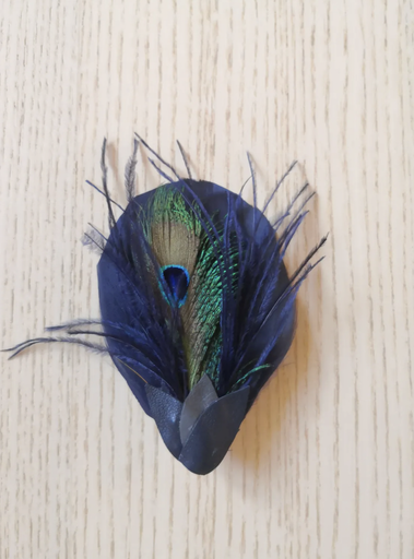 Un amour de Bibi - Pince plumes bleu nuit plume paon - A750