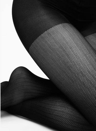 Collants Nina Chevrons 40 Deniers - Noir - Swedish Stockings