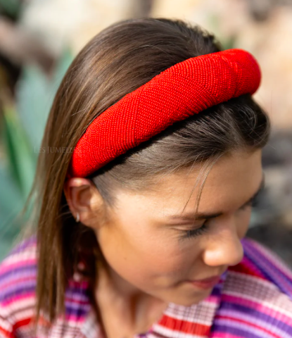 [A915] Headband perles rouges- A915