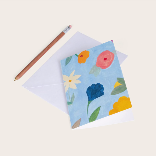 Sans message - Carte fleurs bleue clairs - Season Paper