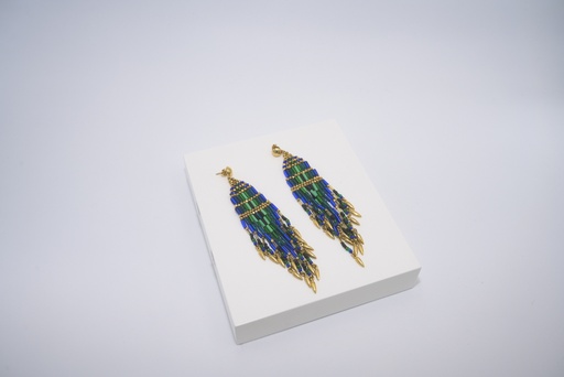 [A1016] LOC - GAS - Bijoux - Boucles d'oreilles Maya perles bleues - A1016