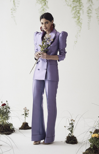 [C03339] COOSY - Costume Violet Veste & Pantalon Satiné - C03339