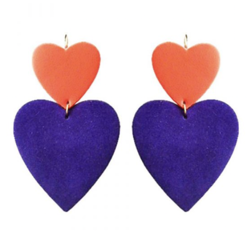 [A1316] LOC - Bijoux - Boucles d'oreilles Coeur rouge et violet - A1316