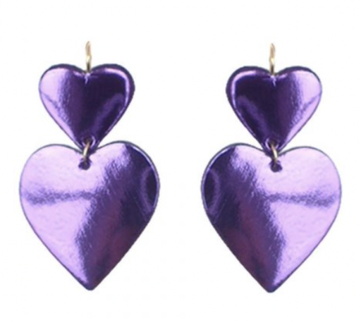 [A1317] LOC - Bijoux - Boucles d'oreilles Coeur violet brillant M - A1317