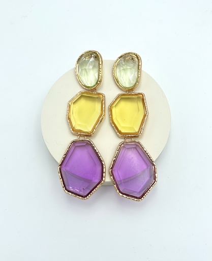 [A1355] LOC - Boucles D'oreilles pierres multicolores - Bijoux - A1355