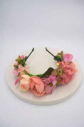 T&O CONCEPT - Headband fleurs rose - A577